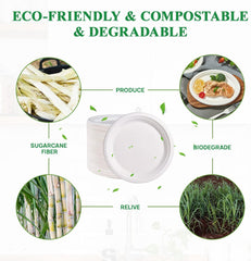 150 Pack Paper Plates 9 Inch 100% Compostable Plates Heavy-Duty Disposable Paper Plates 