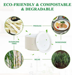 100% Compostable Oval Paper Plates 12 Inch 125 Pack Super Strong  Natural Biodegradable Eco-Friendly