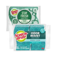Scotch-Brite Stay Fresh Sponges, Heavy Duty, Odor Free Guarantee, Antibacterial, 6 Scrubbers